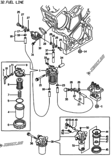  Двигатель Yanmar 3TNE74-GB2S, узел -  Топливопровод 
