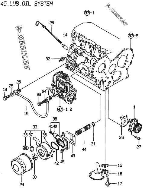  Система смазки двигателя Yanmar 3TNE84-GB2S
