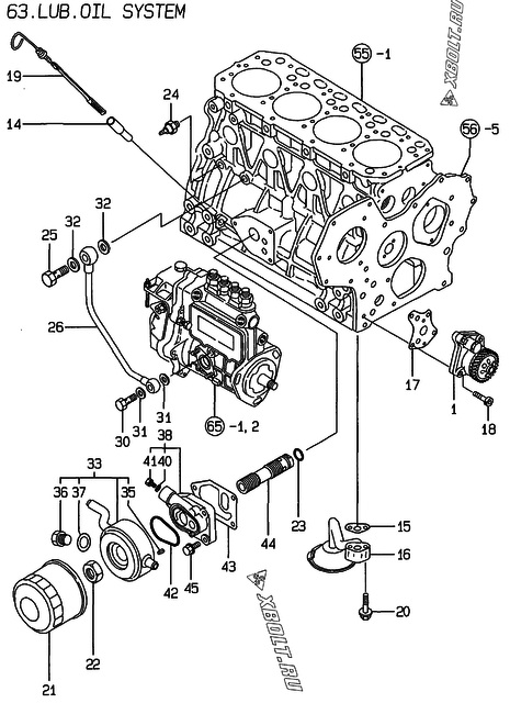  Система смазки двигателя Yanmar 4TNE84-GB2S