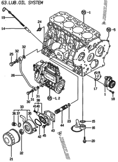  Двигатель Yanmar 4TNE84-GB2S, узел -  Система смазки 