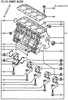  Двигатель Yanmar 4TNE84T-GB2S, узел -  Блок цилиндров 