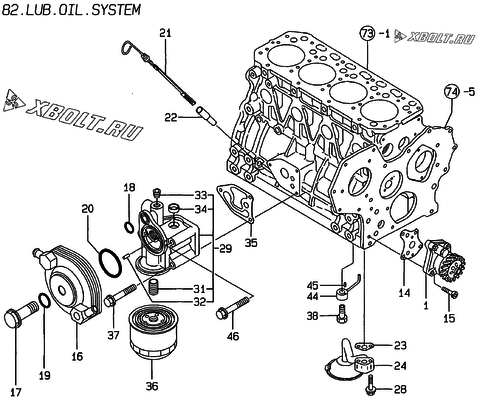  Система смазки двигателя Yanmar 4TNE84T-GB2S