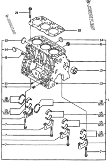  Двигатель Yanmar 3TNE84-GB1S, узел -  Блок цилиндров 