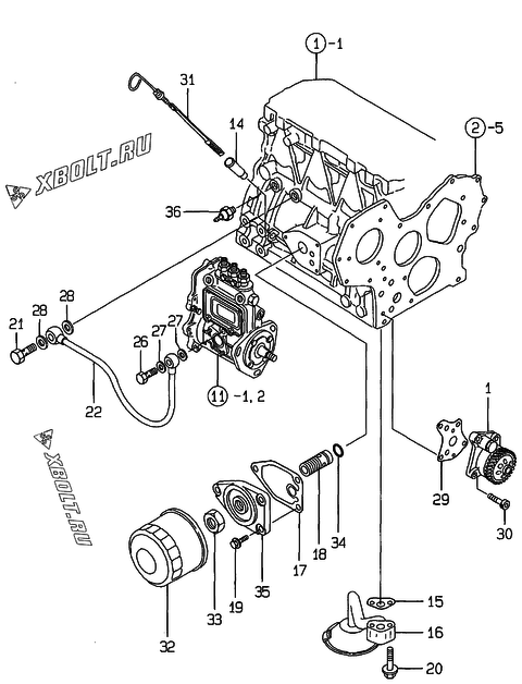  Система смазки двигателя Yanmar 3TNE84-GB1S