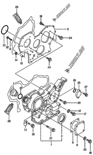  Двигатель Yanmar 4TNE84-GB1S, узел -  Корпус редуктора 