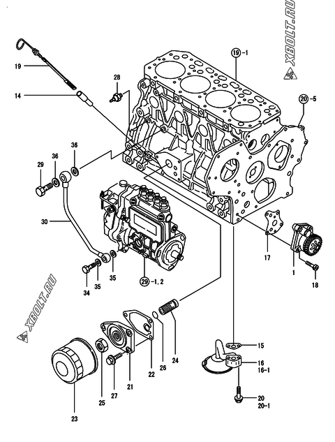  Система смазки двигателя Yanmar 4TNE84-GB1S