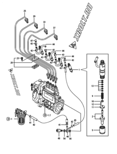  Двигатель Yanmar 4TNE84-GB1S, узел -  Форсунка 