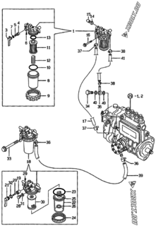  Двигатель Yanmar 4TNE84-GB1S, узел -  Топливопровод 