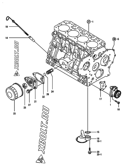  Система смазки двигателя Yanmar 4TNE84T-GB1