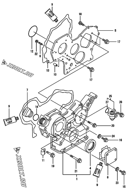  Корпус редуктора двигателя Yanmar 4TNE88-RAG2