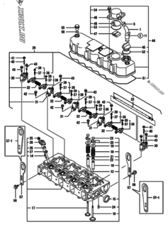  Двигатель Yanmar 4TNE88-RAG2, узел -  Головка блока цилиндров (ГБЦ) 