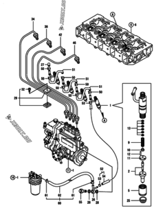  Двигатель Yanmar 4TNE88-RAG2, узел -  Форсунка 