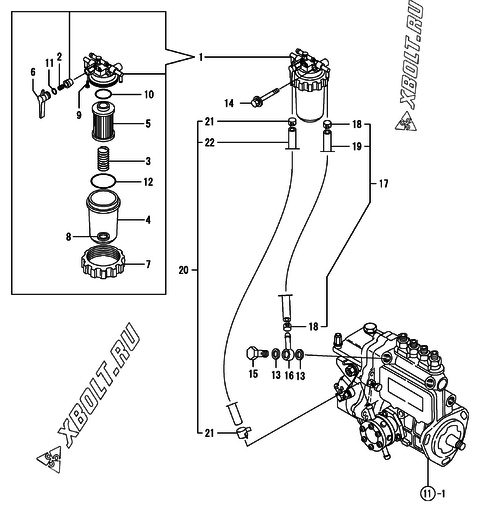  Топливопровод двигателя Yanmar 4TNE88-RAG2