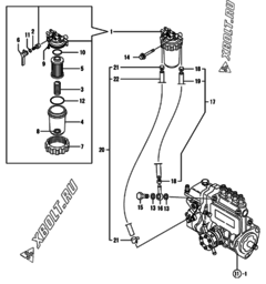  Двигатель Yanmar 4TNE88-RAG2, узел -  Топливопровод 