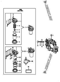  Двигатель Yanmar 2TNV70-ASG, узел -  Топливный фильтр 