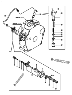 Двигатель Yanmar L48N6-PY, узел -  Топливный насос высокого давления (ТНВД) и форсунка 