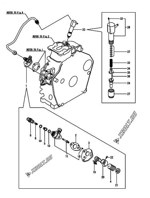  Топливный насос высокого давления (ТНВД) и форсунка двигателя Yanmar L48N6-PYST