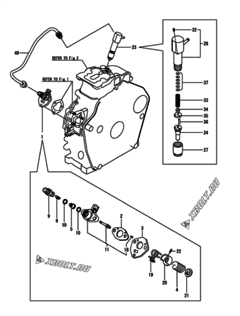  Двигатель Yanmar L48N6-PYT, узел -  Топливный насос высокого давления (ТНВД) и форсунка 
