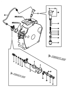  Двигатель Yanmar L48N6-PY2D, узел -  Топливный насос высокого давления (ТНВД) и форсунка 