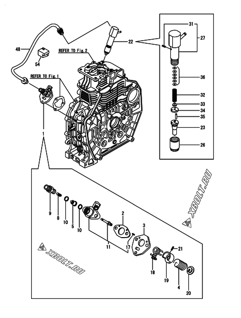  Топливный насос высокого давления (ТНВД) и форсунка двигателя Yanmar L70N6-PY