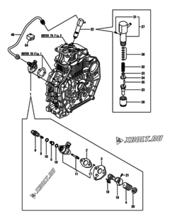  Двигатель Yanmar L70N6-PEYST, узел -  Топливный насос высокого давления (ТНВД) и форсунка 