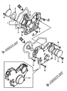  Двигатель Yanmar 3GPE88-HPS/HS, узел -  Корпус редуктора 