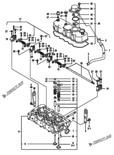  Двигатель Yanmar 3GPE88-H2Y, узел -  Головка блока цилиндров (ГБЦ) 