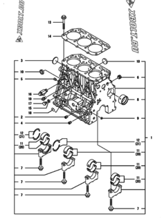  Двигатель Yanmar 3GPF88-H/HP/HU, узел -  Блок цилиндров 