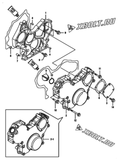  Двигатель Yanmar 3GPF88-HPS/HS/HUS, узел -  Корпус редуктора 