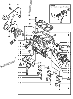  Двигатель Yanmar 3GPG74-HY, узел -  Блок цилиндров 