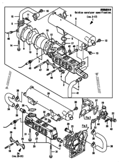  Двигатель Yanmar 3GPG74-H2U/H2US, узел -  Выпускной коллектор и теплообменник 
