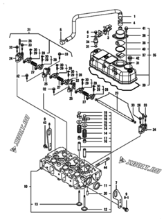  Двигатель Yanmar 3GPG88-H2U, узел -  Головка блока цилиндров (ГБЦ) 