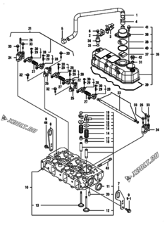  Двигатель Yanmar 3GPH88-HY, узел -  Головка блока цилиндров (ГБЦ) 