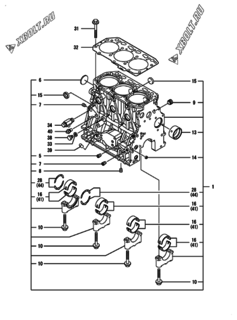  Двигатель Yanmar 3GPJ88-HU, узел -  Блок цилиндров 