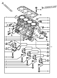  Двигатель Yanmar 4GPE86-H/HP, узел -  Блок цилиндров 