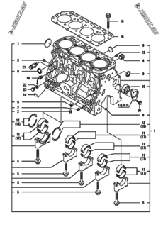  Двигатель Yanmar 4GPF88-HU, узел -  Блок цилиндров 