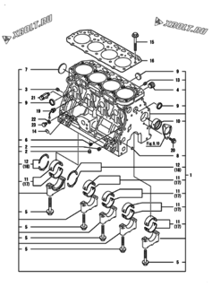  Двигатель Yanmar 4GPG88-HUS, узел -  Блок цилиндров 