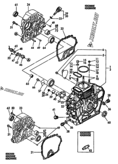  Двигатель Yanmar KDG2000, узел -  Блок цилиндров 