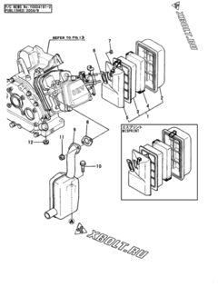 Двигатель Yanmar EP3000/3500, узел -  Воздушный фильтр и глушитель 
