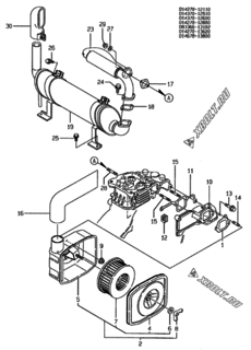  Двигатель Yanmar YDG305S-N(91, узел -  Воздушный фильтр и глушитель 