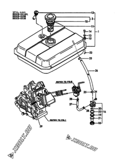  Двигатель Yanmar EP1200BL-51, узел -  Топливный бак и топливопровод 