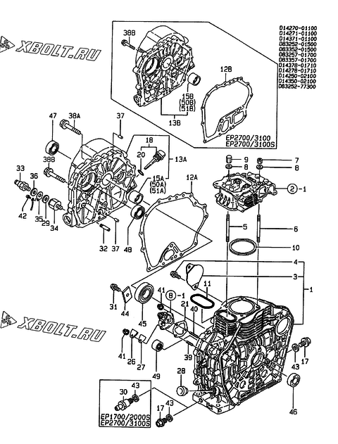  Блок цилиндров двигателя Yanmar EP1700/2000
