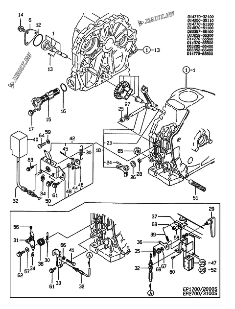  Масляный насос и регулятор оборотов двигателя Yanmar EP1700/2000