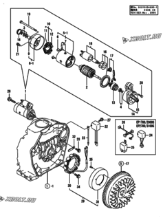  Двигатель Yanmar EP2700/3100S, узел -  Стартер и генератор 