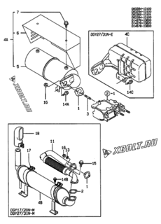  Двигатель Yanmar DGY17/20N, узел -  Глушитель 