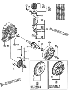  Двигатель Yanmar DGY17/20N-E, узел -  Коленвал, поршень и распредвал 