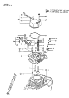  Двигатель Yanmar EXR2.0D J, узел -  Головка блока цилиндров (ГБЦ) 