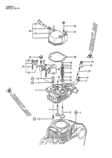  Двигатель Yanmar EXR3.0D J, узел -  Головка блока цилиндров (ГБЦ) 