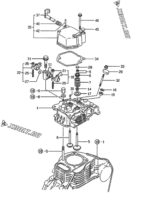  Головка блока цилиндров (ГБЦ) двигателя Yanmar EP17/2000SDB