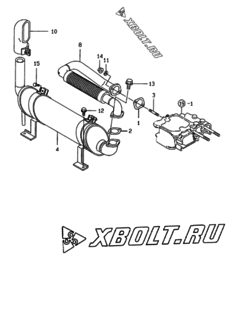  Двигатель Yanmar EP17/2000SDB, узел -  Глушитель 